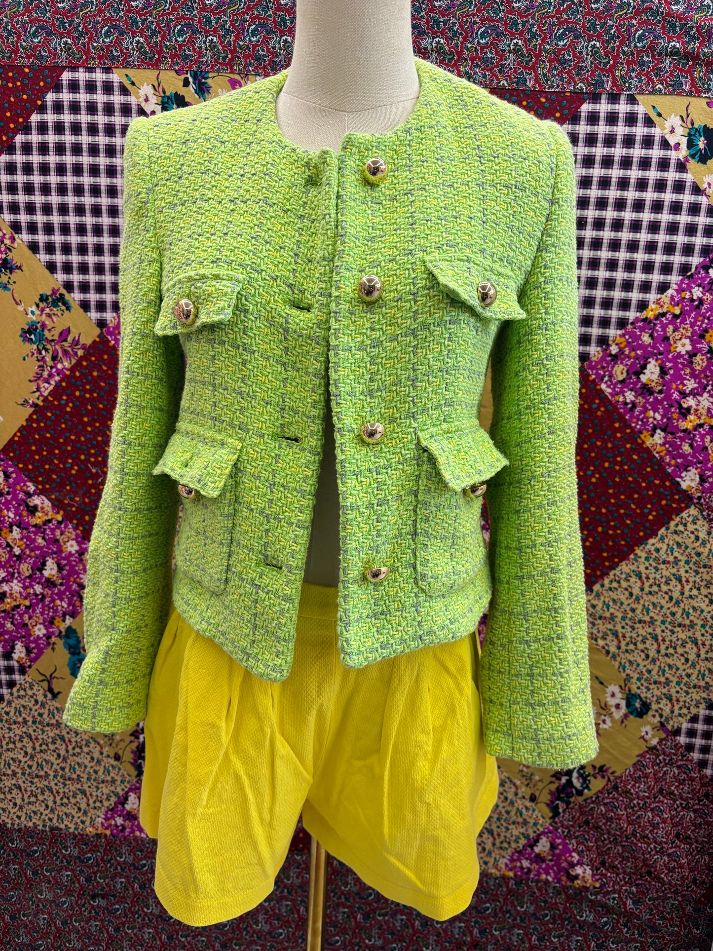 Green button up blazer