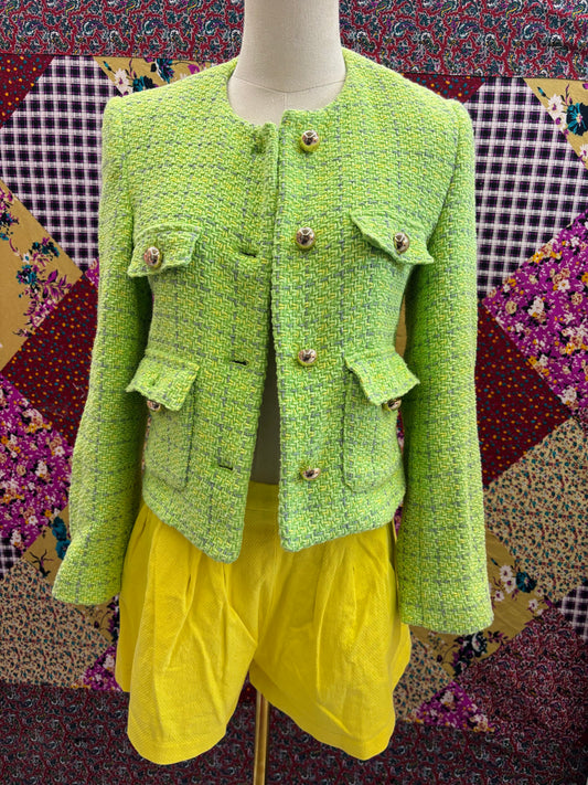 Green button up blazer